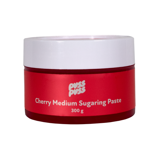 Poslin Puss Puss Cherry Medium Sugaring Paste 300 g punainen pinkki sokerointimassa kirsikka kirsikan tuoksuinen kirsikantuoksuinen