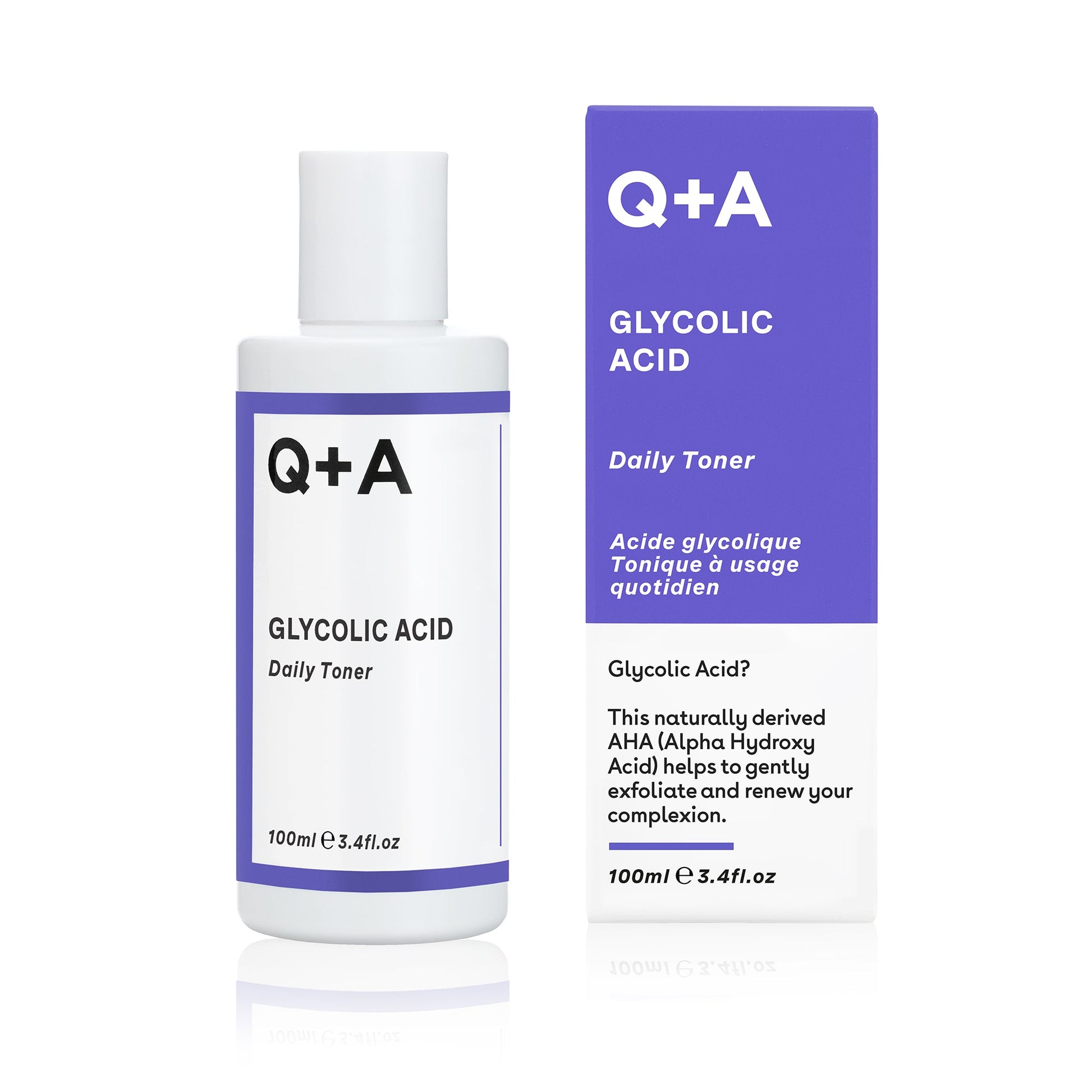 Q+A Glycolic Acid Daily Toner - kuoriva kasvovesi ulkopakkaus AHA happokuorinta